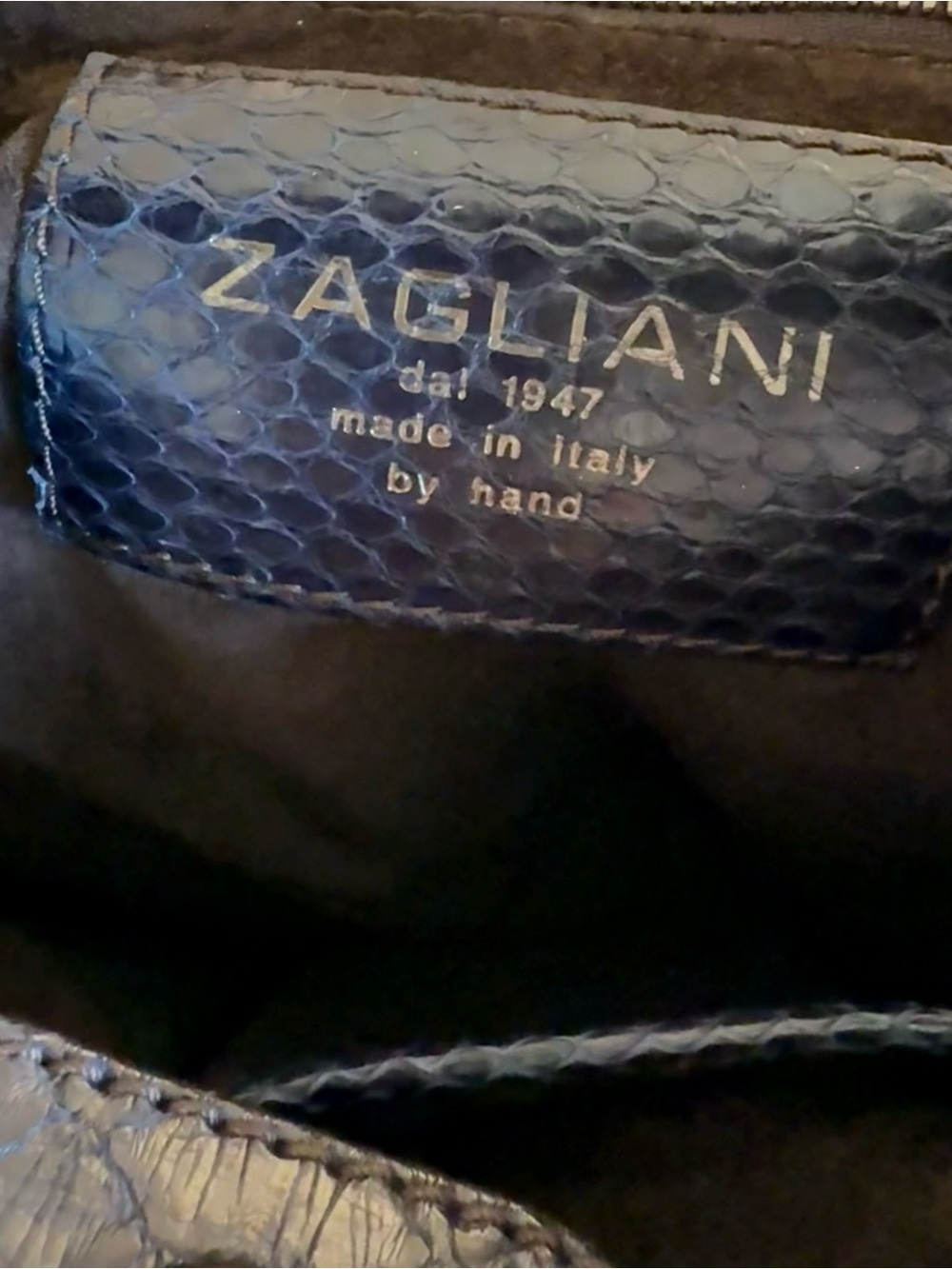 ZAGLIANI Midnight Blue Python Snakeskin Hand/Shoulder Bag - Picture 4 of 13